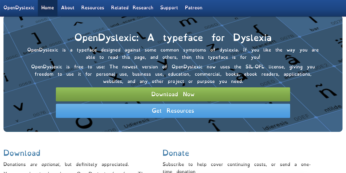 OpenDyslexic: A typeface for Dyslexia